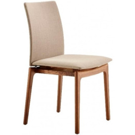 Skovby SM63 Solid Oak Natural Oil and Brahms Brown Fabric Dining Chair - thumbnail 1