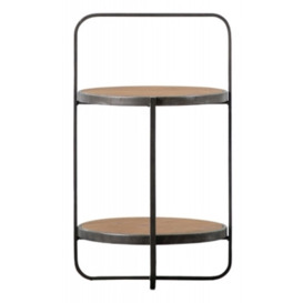 Daykin Wood and Metal Side Table - Comes in Oak and Black Options - thumbnail 1