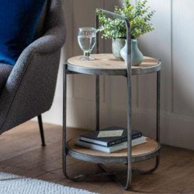 Daykin Wood and Metal Side Table - Comes in Oak and Black Options - thumbnail 2