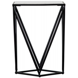 Haslett Marble Side Table - Comes in White and Black or White and Gold Options - thumbnail 1
