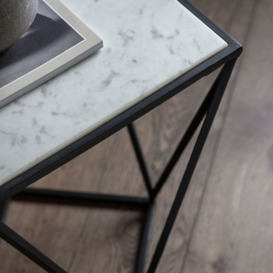 Haslett Marble Side Table - Comes in White and Black or White and Gold Options - thumbnail 2
