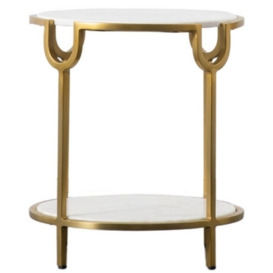 Welby White Marble and Gold Side Table