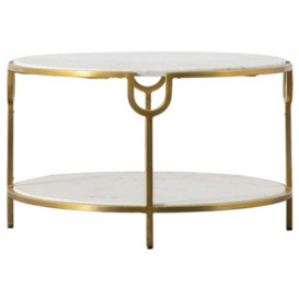 Welby Coffee Table - Comes in White Marble and Gold or Black Marble and Gold Options - thumbnail 1