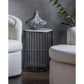 Reedley White Marble and Black Side Table - thumbnail 3