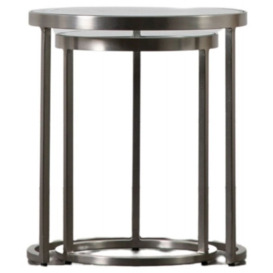 Roby Glass and Metal Nest of 2 Tables - Comes in Silver and Gold Base Options - thumbnail 1
