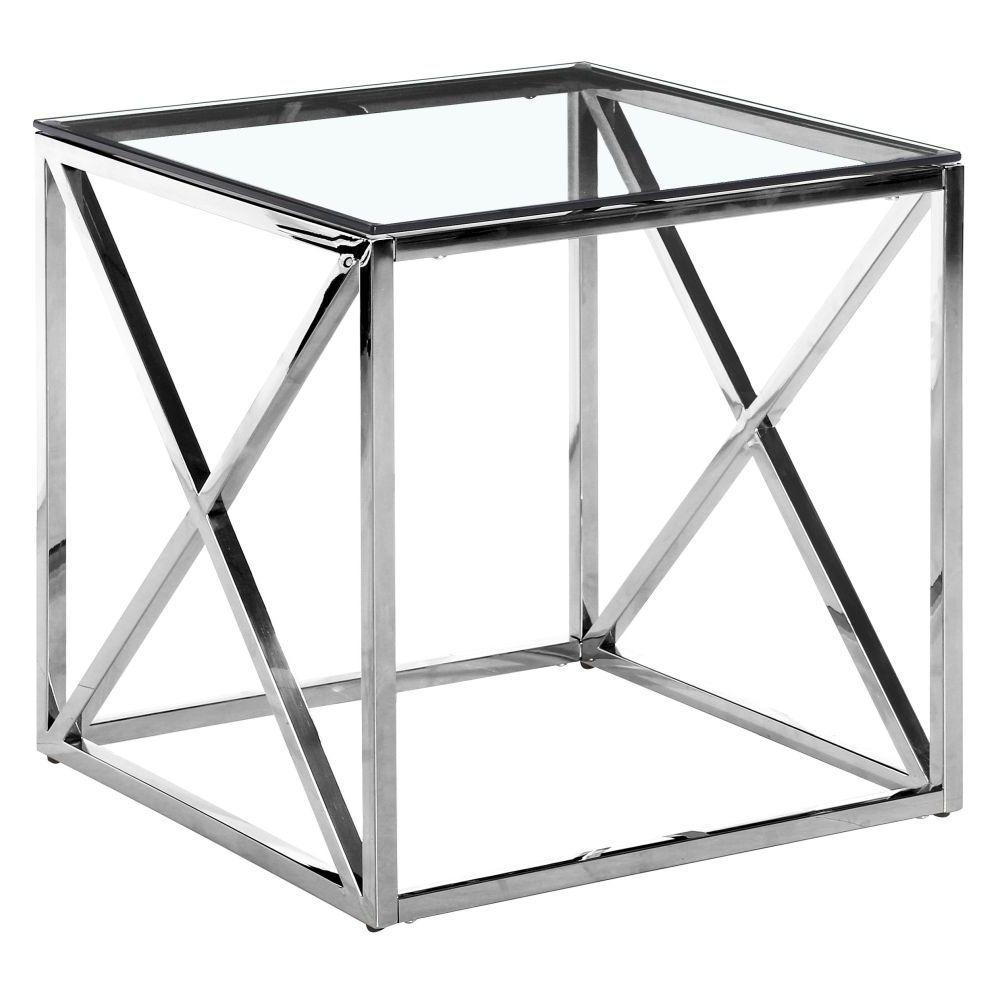 Luisa Glass and Chrome Square Side Table - image 1