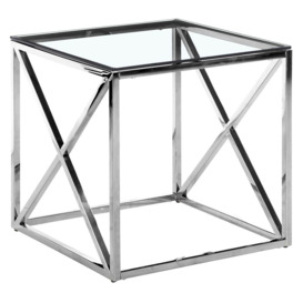 Luisa Glass and Chrome Square Side Table