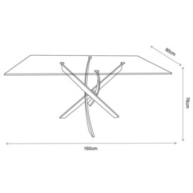 Silvia White and Grey Marble Effect Glass Top Dining Table - thumbnail 3