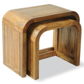 Lounge Curved Edge Mango Wood Nest of 2 Tables - thumbnail 1