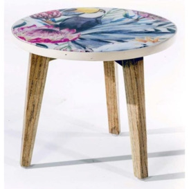 Voyager Bright Tropical Print Small Round Lamp Table