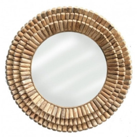 Driftwood Reclaimed Bamboo Large Round Wall Mirror - 90cm x 90cm