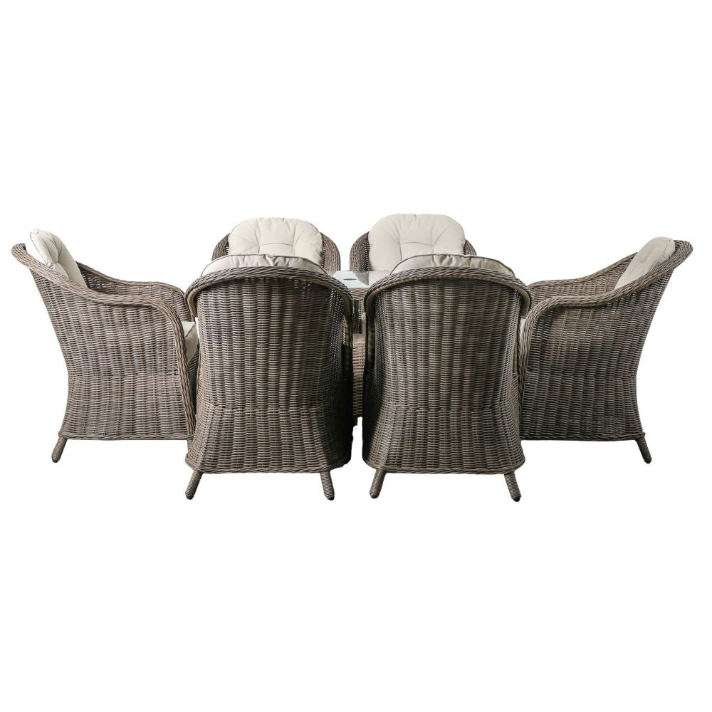 Morwich Natural Rattan 6 Seater Oval Outdoor Garden Dining Set