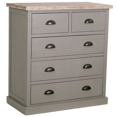 Hill Interiors The Oxley Farmhouse Style Grey Painted Pine 2+3 Drawer Chest