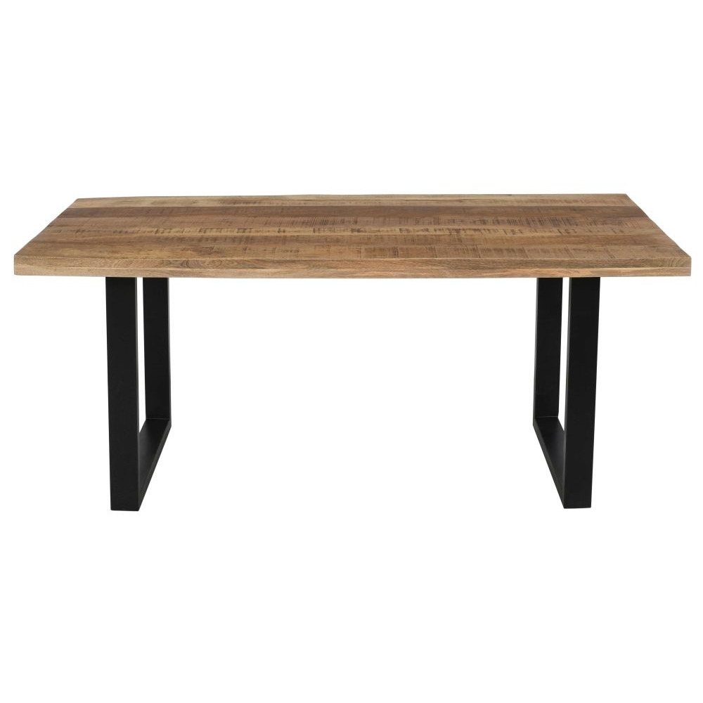 Clearance - Industrial Dining Table, Rustic Finish Solid Mango Wood, 240cm Rectangular Top Seats 10 Diners with Black Metal U Legs - image 1