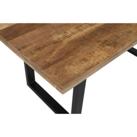 Clearance - Industrial Dining Table, Rustic Finish Solid Mango Wood, 240cm Rectangular Top Seats 10 Diners with Black Metal U Legs - thumbnail 3
