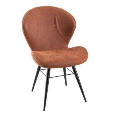 Clearance - Arctic Ochre Dining Chair, Velvet Fabric Upholstered with Round Black Metal Legs - image 1