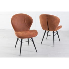 Clearance - Arctic Ochre Dining Chair, Velvet Fabric Upholstered with Round Black Metal Legs - thumbnail 3