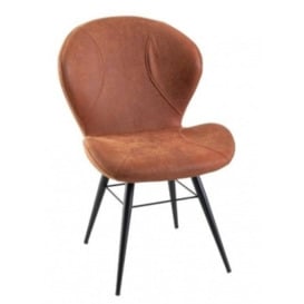 Clearance - Arctic Ochre Dining Chair, Velvet Fabric Upholstered with Round Black Metal Legs