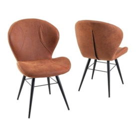 Clearance - Arctic Ochre Dining Chair, Velvet Fabric Upholstered with Round Black Metal Legs - thumbnail 2