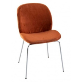Clearance - Baron Ochre Dining Chair, Velvet Fabric Upholstered with Chrome Legs