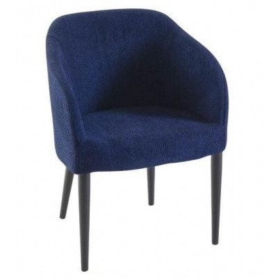 Clearance - Ella Blue Dining Chair, Velvet Fabric Upholstered with Round Black Wooden Legs (Pair) - image 1