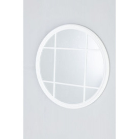 Clearance - Matt White Window Style Wall Mirror Round - Dia 100cm