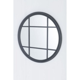 Clearance - Matt Black Window Style Wall Mirror Round - Dia 100cm - thumbnail 1