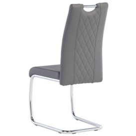 Oceanside Grey Faux Leather Cross Stitched Dining Chair with Chrome Base (Sold in Pairs) - thumbnail 3