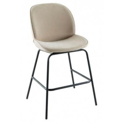 Clearance - Etta Beige Fabric Bar Stool with Black Footrest - image 1