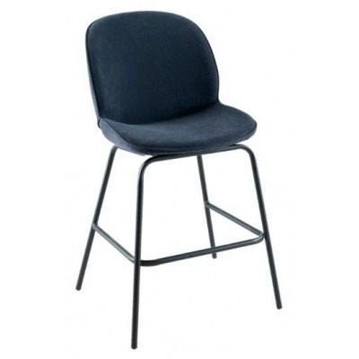 Clearance - Etta Blue Fabric Bar Stool with Black Footrest - image 1