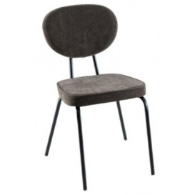 Clearance - Solomon Dark Chocolate Brown Dining Chair, Velvet Fabric Upholstered with Black Metal Legs - thumbnail 1