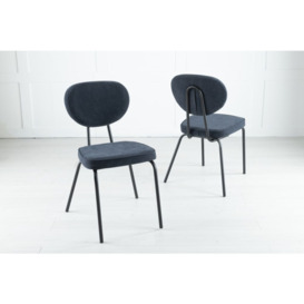 Clearance - Solomon Blue Fabric Dining Chair with Black Legs - thumbnail 2
