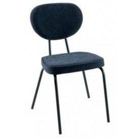 Clearance - Solomon Blue Fabric Dining Chair with Black Legs