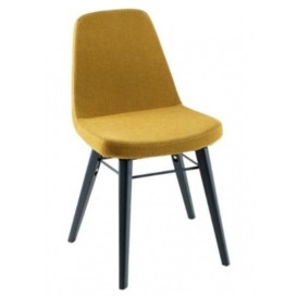 Clearance - Gabi Mustard Dining Chair, Velvet Fabric Upholstered with Black Metal Legs - thumbnail 1