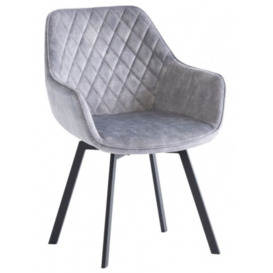 Hodge Fabric Swivel Dining Chair with Powder Coated Legs (Sold in Pairs)