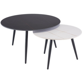 Luna White and Black Set of 2 Round Coffee Table - thumbnail 1