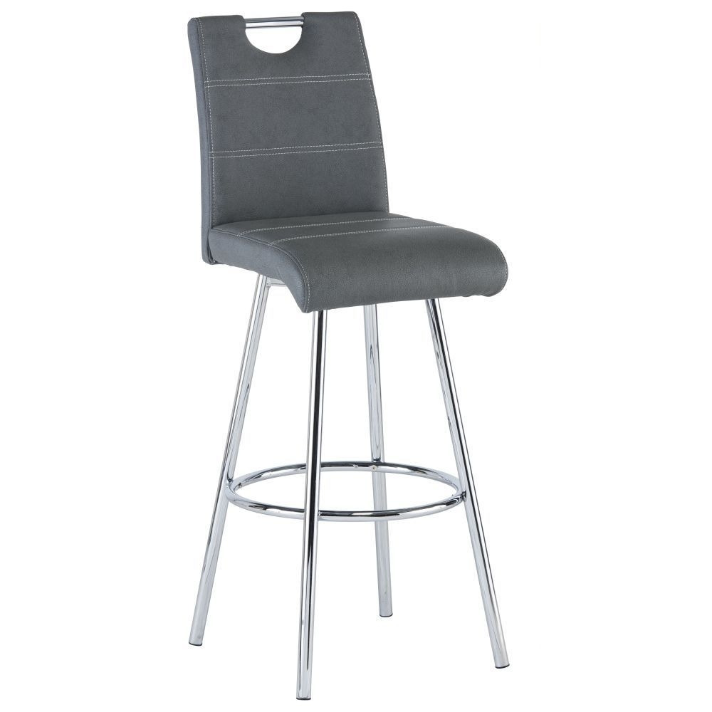 Indio Grey Faux Leather Swivel Bar Stool with Chrome Base (Sold in Pairs) - image 1