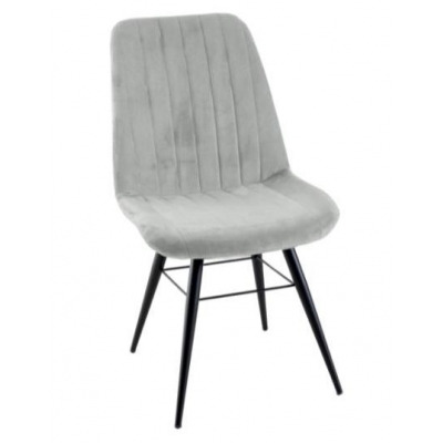 Clearance - Piano Beige Dining Chair, Velvet Fabric Upholstered with Round Black Metal Legs - image 1