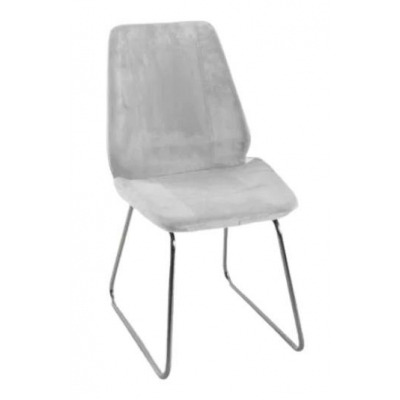 Clearance - Soho Light Grey Dining Chair, Velvet Fabric Upholstered with Chrome Sled Base - image 1