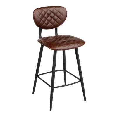 Ranger Bar Stool (Sold in Pairs) - Comes in Coffee Leather, Blue Leather & Copper Velvet Fabric Options - image 1