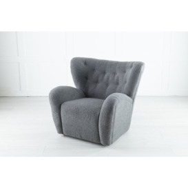 Clearance - Teddy Grey Wing Back Accent Armchair, Boucle Fabric - thumbnail 2