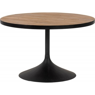 Revival Reclaimed Pine and Black Metal Flute Base Round Dining Table - 4 Seater - image 1