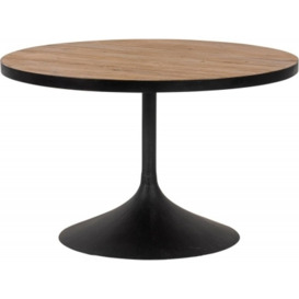Revival Reclaimed Pine and Black Metal Flute Base Round Dining Table - 4 Seater - thumbnail 1