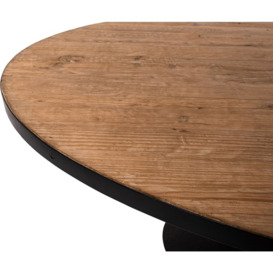 Revival Reclaimed Pine and Black Metal Flute Base Large Oval Dining Table - 8 Seater - thumbnail 3
