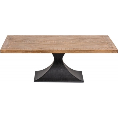 Chelsea Reclaimed Pine Coffee Table with Black Flute Shape Metal Base - image 1