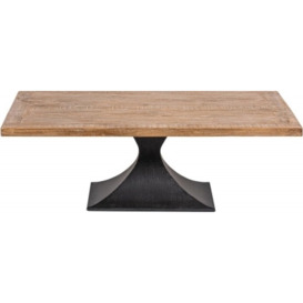 Chelsea Reclaimed Pine Coffee Table with Black Flute Shape Metal Base - thumbnail 1
