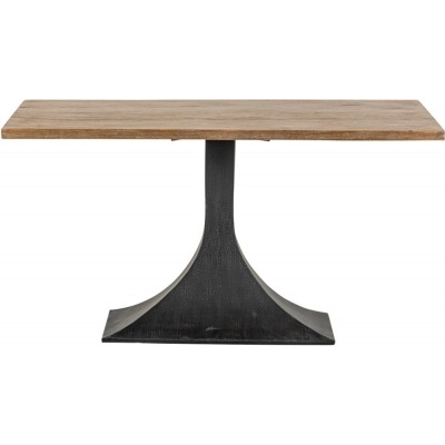 Chelsea Reclaimed Pine Single Pedestal Dining Table with Black Flute Shape Metal Base - image 1
