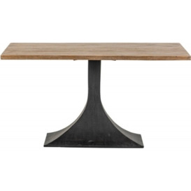 Chelsea Reclaimed Pine Single Pedestal Dining Table with Black Flute Shape Metal Base - thumbnail 1