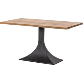 Chelsea Reclaimed Pine Single Pedestal Dining Table with Black Flute Shape Metal Base - thumbnail 2