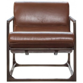 Clearance - Boda Brown Leather Lounger Armchair - FS149